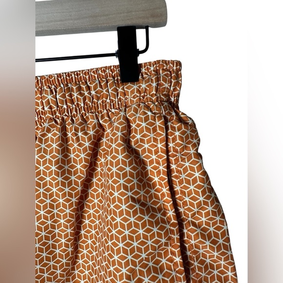 H&M Geometric Print Swim Shorts Orange White Size M - Picture 4 of 9